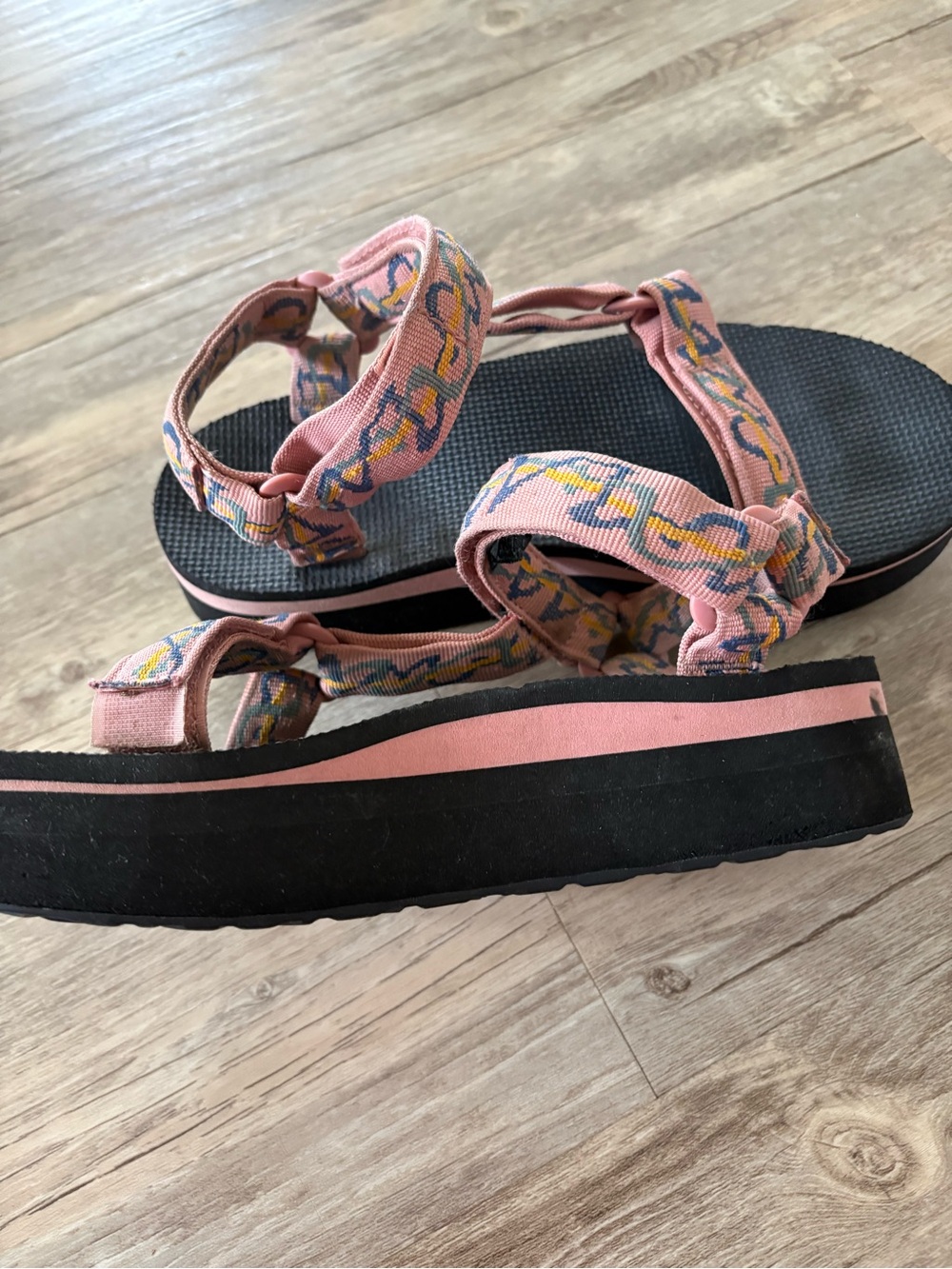 Teva Pink Patterned Platform Sport Sandals